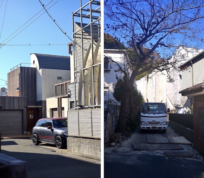 We are currently constructing 7 terrace houses in Zushi Kanagawa, below Mt. Hiroyama. It is wrapped in a white veil at a flagpole type site. There are two houses in the adjacent neighborhood, and although they are not as many as the five in Mutsuura in Yokohama, it is one of the areas where J Ishida Associates clusters have taken place.
